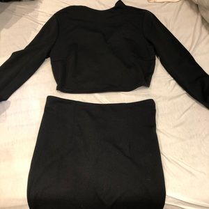 Black drop top and pencil skirt set